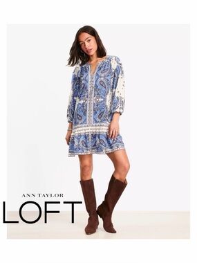 🆕 NWT LOFT Bandana Print Mini Flounce Dress